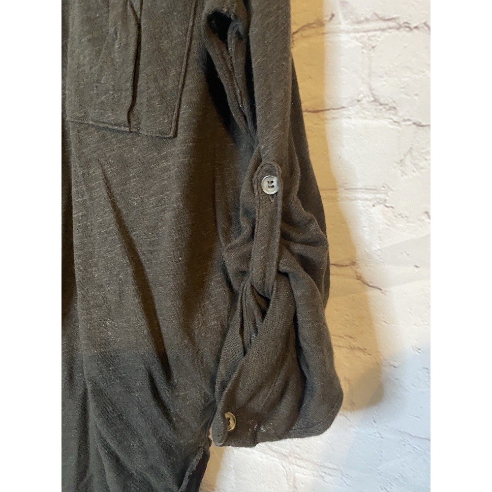 We The Free Linen Blend 3/4 Sleeve Button Front Shirt Women's XS Brown - Picture 3 of 5